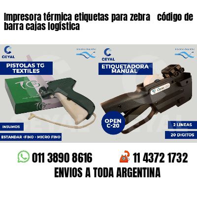 Impresora térmica etiquetas para zebra  código de barra cajas logística